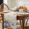 thumbnail image 3 of ERUNPONLY Fall Orange Blue Table Runner - 108 Inch Long Thanksgiving Floral Botanical Autumn Vintage Cotton Linen Dress Scarves Farmhouse Table Runner for Kitchen Dining, Coffee Table, 13" x 108", 3 of 8