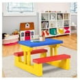 thumbnail image 2 of Kids Picnic Table, Kids Outdoor Table and Chairs with Removable and Adjustable Umbrella, Kids Table Indoor, Portable Toddler Picnic Table for Patio, Backyard, Garden (Colorful), 2 of 6