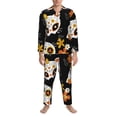 thumbnail image 4 of Bingfone Men'S Pajama Set 2 Piece Loungewear Pjs, Long Sleeve With Pajama Pants-Cat Skulls And Flowers, 4 of 9
