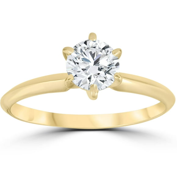 14k Yellow Gold 1ct Round Solitaire Diamond Engagement Ring