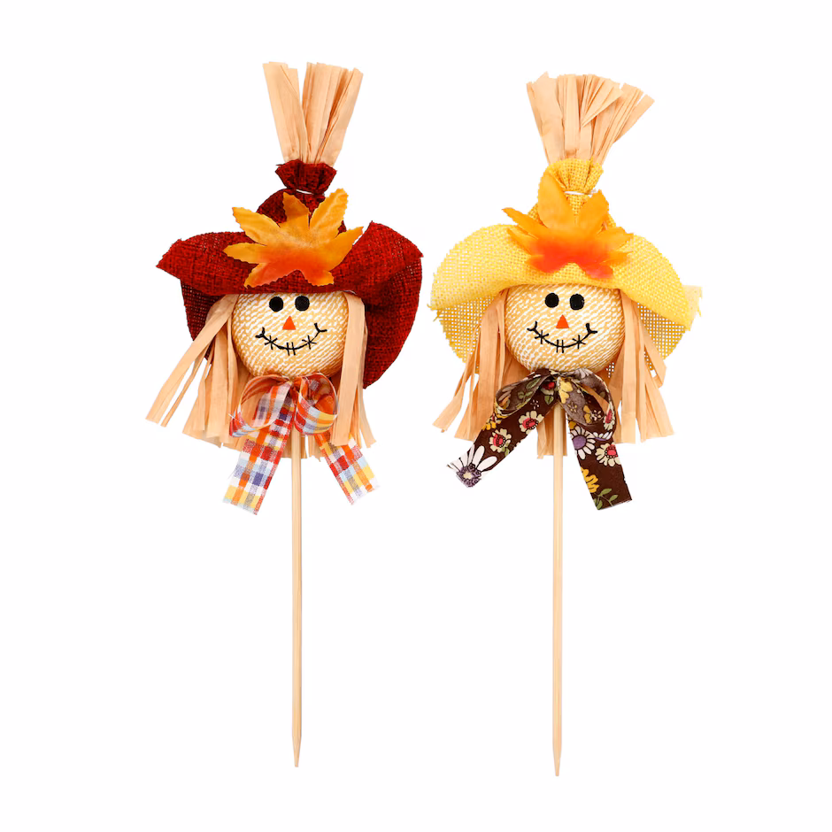 Fall Harvest Scarecrow Picks – 13.15” Set of 2 | Assorted Designs for Autumn & Thanksgiving Décor