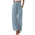 thumbnail image 2 of BILIKEYU Women's Daily Elastic Waist Casual Loose Long Trousers, Wide Leg Pants Woman, Stretchy Work Pants for Women, Sweat Pants, 2 of 6