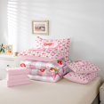 thumbnail image 6 of Catabedysis Bowknot Alphabet Print 7pcs Queen Bedding,Kawaii Cherry Letter P Design Bedding Comforter Set Queen,Pink Reversible For Girls, 6 of 7