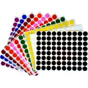 Color Coding Labels 1/2" Round Dot Stickers in Black,White, Red, Green, Yellow, Pink, Purple, Orange,Brown and Blue, 880 Count by Royal Green