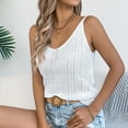 thumbnail image 2 of Felirenzacia Women's V Neck Crocheted Knitted Tank Top， Casual Boho Summer Sleeveless Top,White,M, 2 of 8