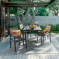 thumbnail image 7 of Devoko  Patio Dining Table 59" x 35" Outdoor Furniture Metal Rectangular Table, Brown, 7 of 7