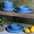 thumbnail image 3 of Gibson Home Canyon Crest 12 Piece Melamine Dinnerware Set, Dark Blue, Matte Finish, 3 of 8