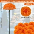 thumbnail image 2 of 50 Pcs Marigold Flower Heads Bulk, Silk Marigold with Stems Artificial Flowers for Diwali Home Decor Day of The Dead Wreath Garland, 2 of 5