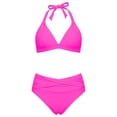 thumbnail image 6 of Bikini Sets for Women Halter Push Up Triangle Bikini Top with High Waisted Swim Bottom Two Piece Swimsuit Bathing Suit, 6 of 6