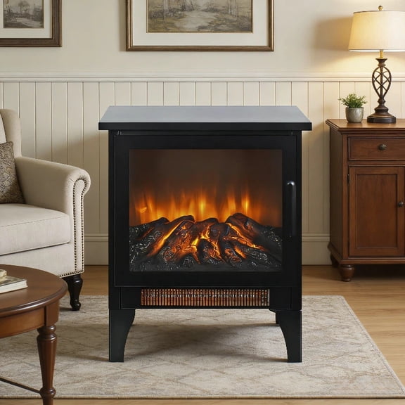 15 Inch 3D Flame Electric Quartz Fireplace Stove Infrared Heating Device