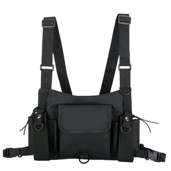 OAVQHLG3B Radio Chest Bag Universal Hands Free Radio Front Bag Hip Hop Bag Chest Vest Bag Sling Bag Two-way Radio Walkie Talkie Vest