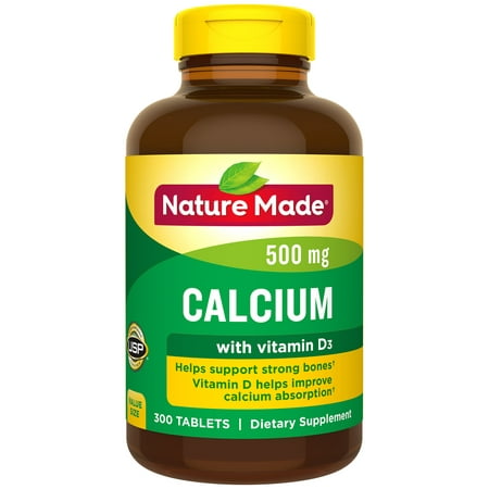Nature Made Calcium 500 mg Tablets with Vitamin D, 300 Count Value Size for Bone