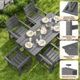 thumbnail image 5 of Lofka 7-Piece Outdoor Patio Dining Set , Patio Conversation Set with 6 Wooden Chairs & Table,Umbrella Hol,Gray, 5 of 10