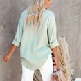 thumbnail image 4 of Women's Button down T-Shirts Lapel Collar Long Sleeve Tops Solid Casual Loose Fit Comfy Blouse Tee with Pockets Mint Green, 4 of 7
