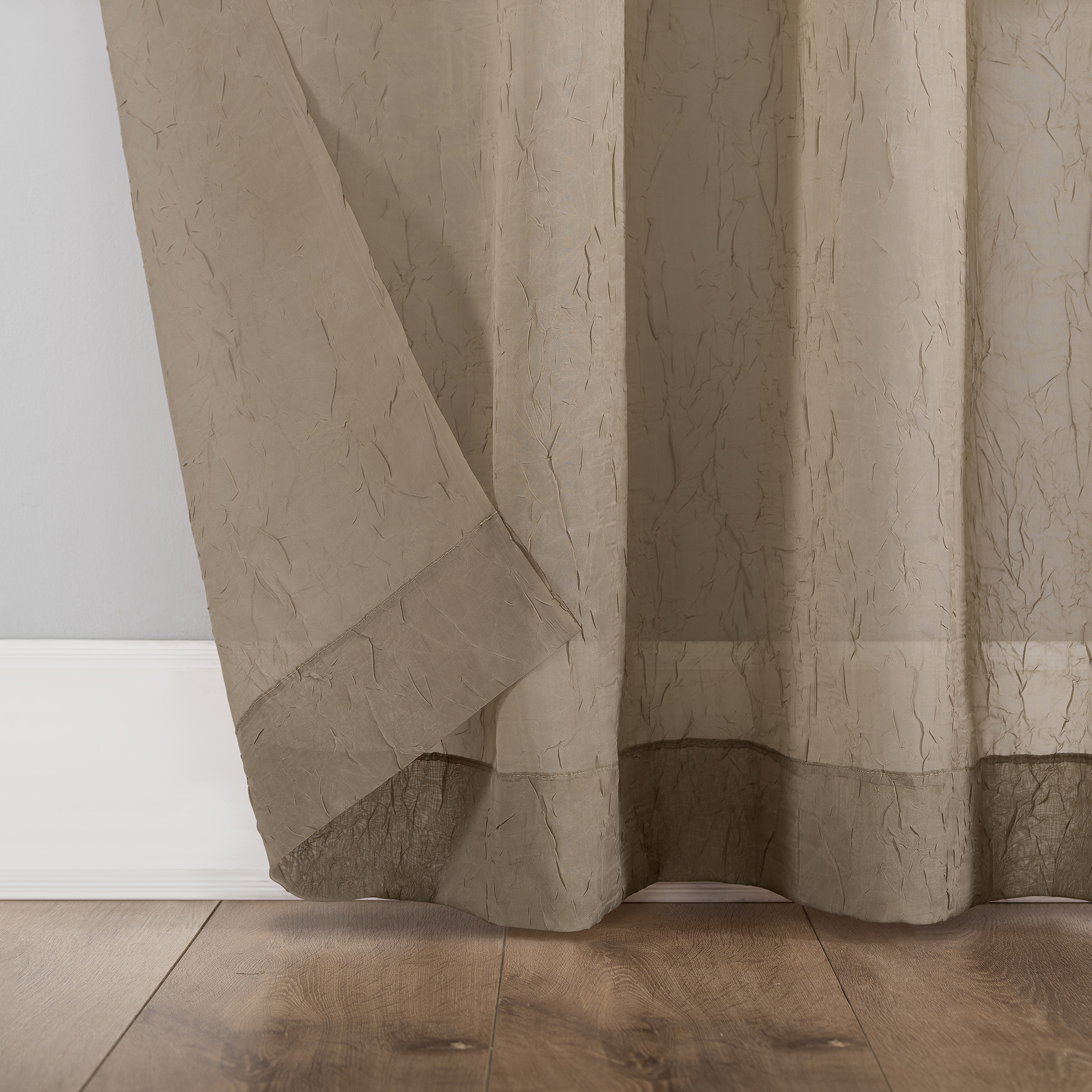 No. 918 Jillian Crushed Voile Sheer Curtain Panel, 51" x 84", Taupe photo 4
