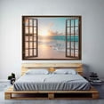 thumbnail image 3 of IDEA4WALL Fake Brown Window Beach Peel and Stick Wallpaper Removable Wall Mural Sticker Decal, 3 of 4