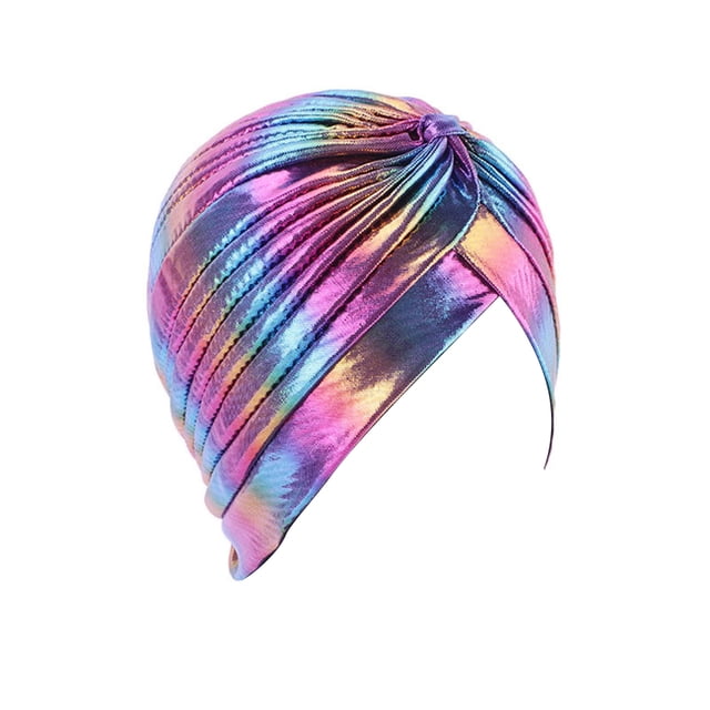 Minnieouse Turbante tradicional de poliéster para mujer, diadema portátil reutilizable para la cabeza, gorro de viaje para compras al aire libre en Sombreros Violeta