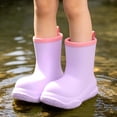thumbnail image 2 of Boys Girls EVA Lightweight Rain Boots Short Ankle Non-Slip Solid Color Fashion Waterproof Shoes for Toddler Kids Children Purple 32, 2 of 8