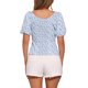 thumbnail image 3 of INSPIRAR CHIC Blusa Floral para Mujeres Cuello Cuadrado con Escote en Corazón Manga Abullonada Espalda Fruncida Top Casual Blanco Azul S, 3 of 6
