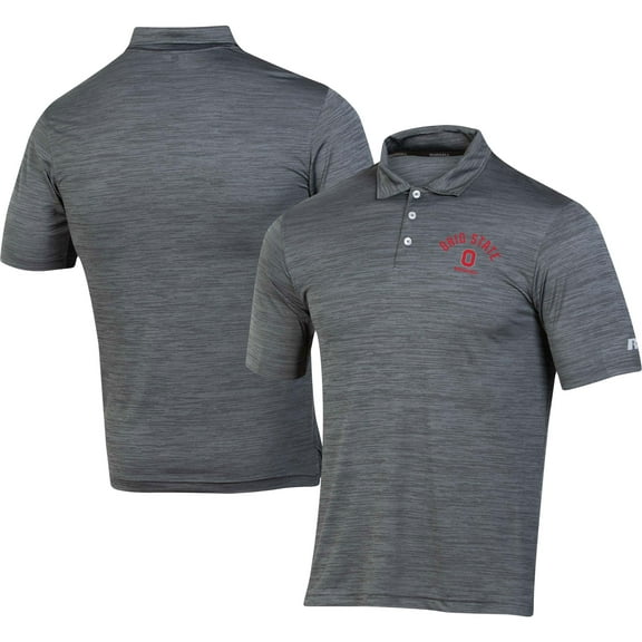 Men's Russell Charcoal Ohio State Buckeyes 3-Button Space-Dye Polo