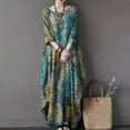 thumbnail image 3 of ZANZEA Robes pour Femmes à Manches Longues à Imprimé Floral Kaftan Décontracté Robe Maxi, 3 of 5