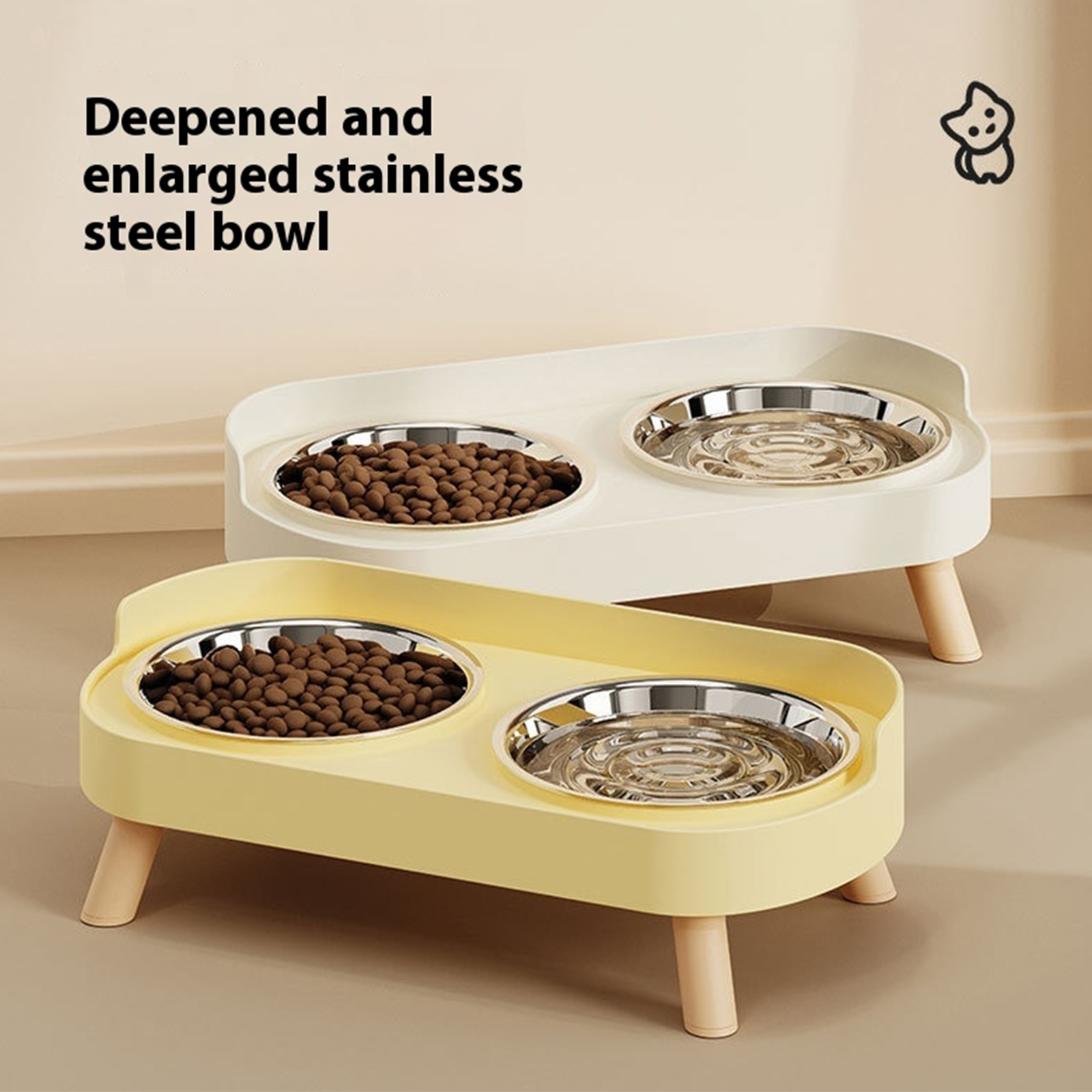 Ergonomic Elevated Dog Bowls With Stable Stand And Double Bowl For Most Breeds Bright Color