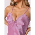 thumbnail image 5 of INSPIRE CHIC Women's Lace V Neck Satin Lounge Pajama Dress Camisole Nightgowns S Light Purple, 5 of 6