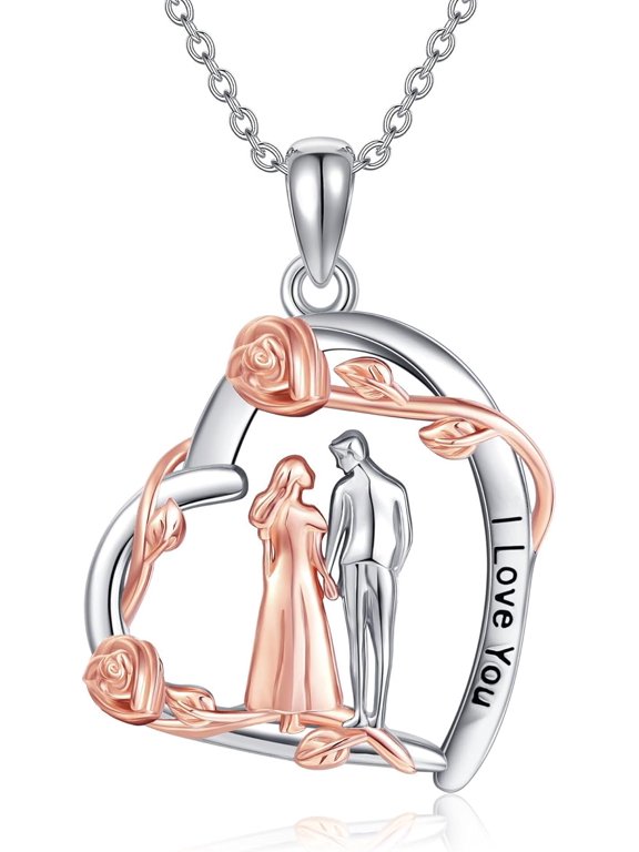 Heart Bunny Necklace Sterling Silver Rabbits Pendant Necklace Easter Jewelry for Women Bunny Lovers