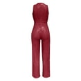 thumbnail image 4 of Fashion Jumpsuit for Women Sequin Sparkly Crewneck High Waist Jumper Slimming Glitter Evening Long Pant Clubwear, Wine, M, 4 of 5