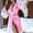 Pink, variant on Woman Nightgown Clearance Women Silk Kimono Dressing Babydoll Lace Lingerie Belt Bath Robe Nightwear