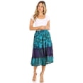 thumbnail image 5 of Sakkas Antonia Women's Skirt Tie Dye Boho Elastic Waist Adjustable Embroidery - Turq - One Size, 5 of 5