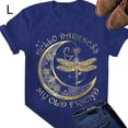 thumbnail image 2 of Femmes T-shirt Imprimé Manches Courtes Top Col Rond Femmes Casual Été Manches Top Femmes Casual Blouse, Bleu, L, 2 of 5