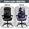 thumbnail image 4 of POLERO Anti Stain One Piece Office Swivel Chair Cover, Black Cat Elastic Cloth Block Dirt High Back Chair Covers for Workspace Home, 4 of 7