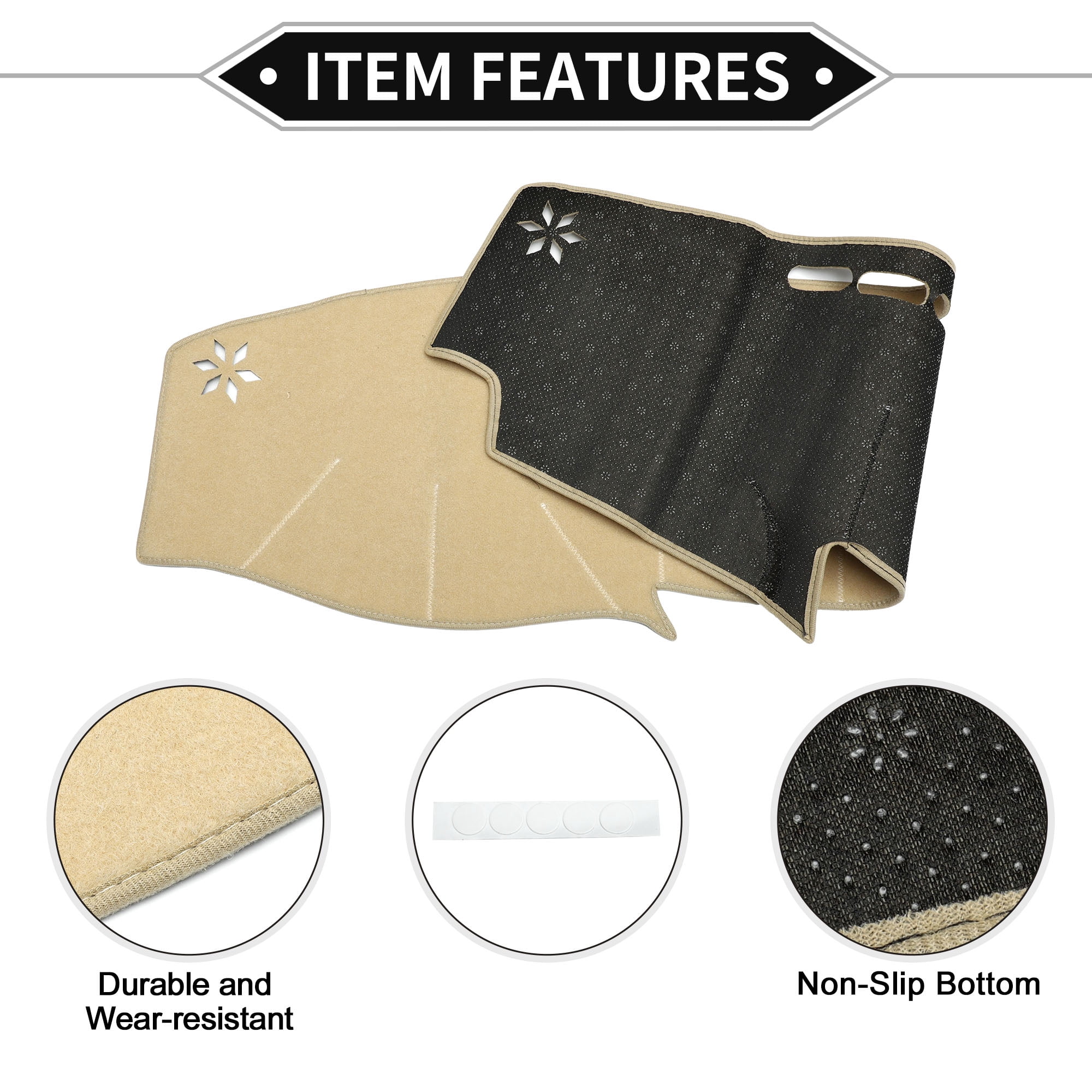 Dash Cover Compatible for Lexus LS LS460 LS600H 2007-2012, Non-Slip Polyester Silicone Beige Center Console Dashboard Cover Mat Pad Carpet