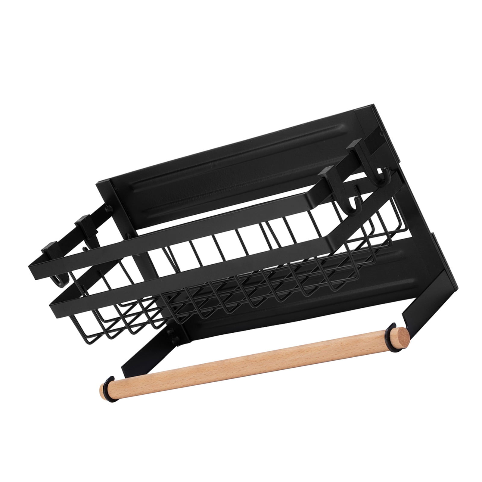 CACAGOO Magnetic Spice Rack for Refrigerator with Hook Paper Towel Holder Carbon Steel Multi Use Refrigerator Side Shelf