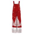 thumbnail image 4 of Women's Sleeveless Christmas Print Jumpsuit - Casual Cotton Romper, Wine Red Size XXXL, 4 of 7