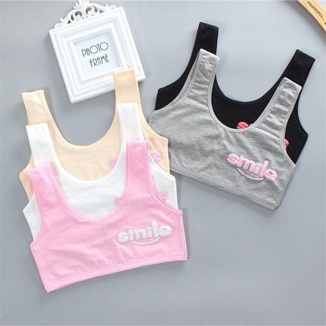 Teen bra girl vest Cotton Spandex Big Girl's Sport 7-14 Years Adolescente Kids Underwear Letter Racerback Training 1 piecePink10 He Qiyong unisex