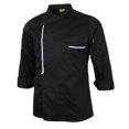 thumbnail image 4 of facefd Retro Chef Jacket Coat Uniform Long Sleeve Hotel Kitchen Apparel 3XL Black, 4 of 8