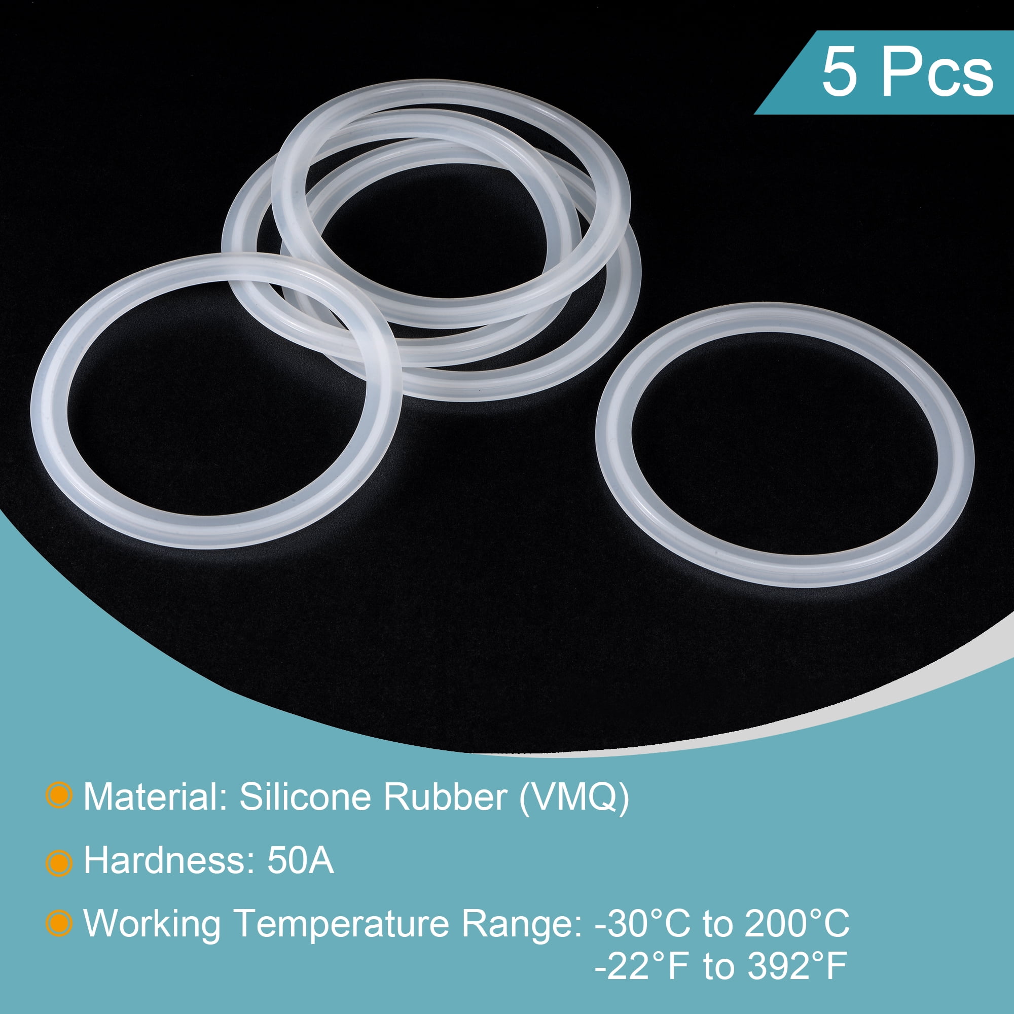 Unique Bargains Silicone Rubber Gaskets White 5Pcs 3.5"