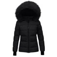 thumbnail image 2 of Womens Tops Long Sleeve Winter Jacket Hood Waist Overcome Outer Coats Jacket with Pocket,Blouse for Women Black S, 2 of 6