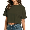 thumbnail image 5 of RMGVDSD Women's Cropped T Shirts Summer Short Sleeve Round Neck Crop Tops Casual Solid Color Basic Tees Streetwear Tshirts, 5 of 7
