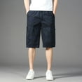 thumbnail image 4 of Aayomet Gym Shorts Men Solid Color Multi Pocket Zipper Buckle Outdoor Shorts Tooling Shorts (Navy, XXXXL), 4 of 5