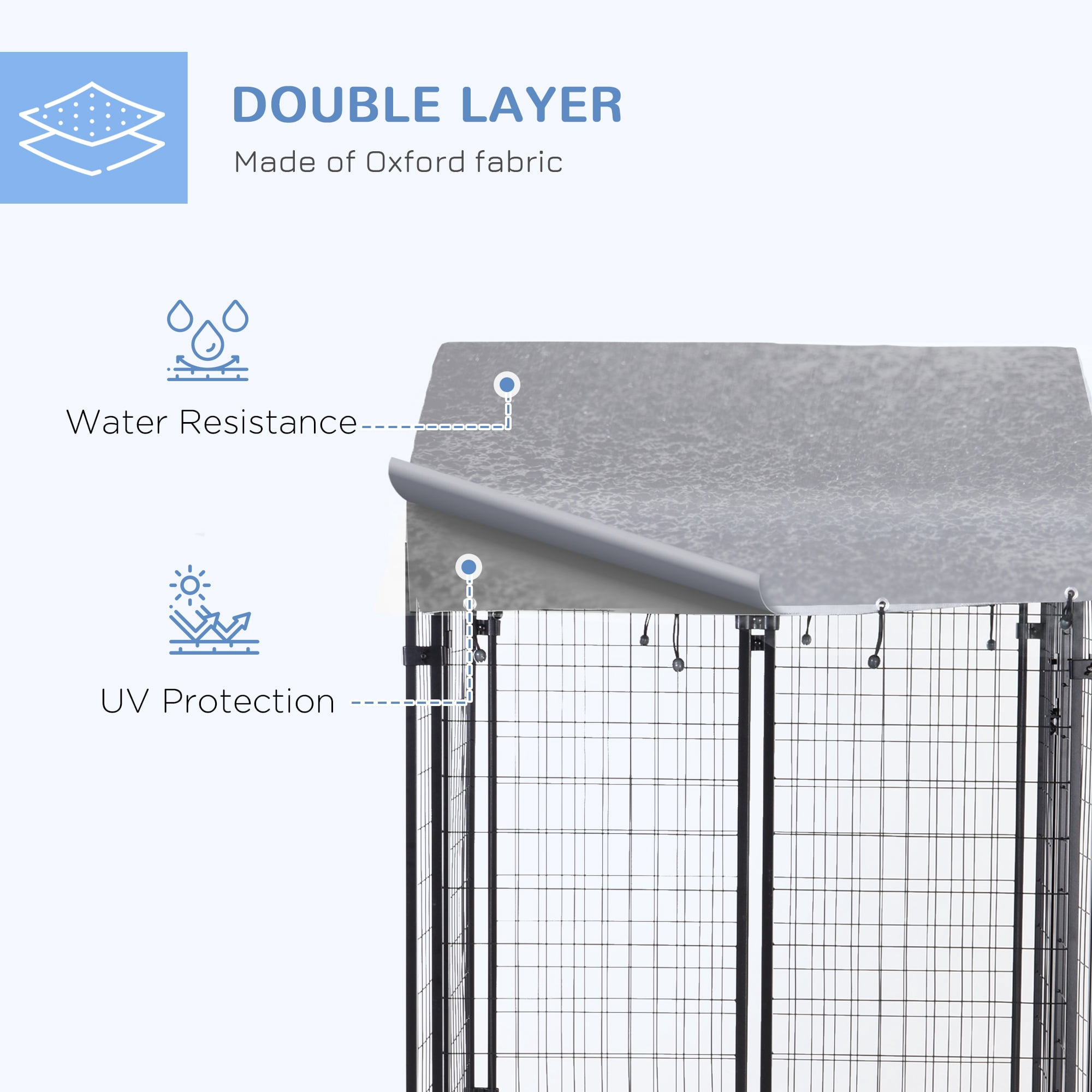 Luxvie Dog Playpen Outdoor, Dog Kennel Dog Exercise Pen with Lockable Door, Water-resistant Canopy, for Small and Medium Dogs