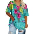 thumbnail image 4 of Women Summer Clothing Women V Neck Tshirt Graphic Floral Print Tee Shirts Plus Size Tee Shirts Dressy Casual Shirts, 4 of 5