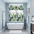 thumbnail image 4 of Tropical Plant Kitchen Curtains Valances and Tiers Set of 3 Vintage Watercolor Green Palm Leaf Tier Curtains and Valance with Rod Pocket for Small Windows, 27.5"x36", 4 of 9