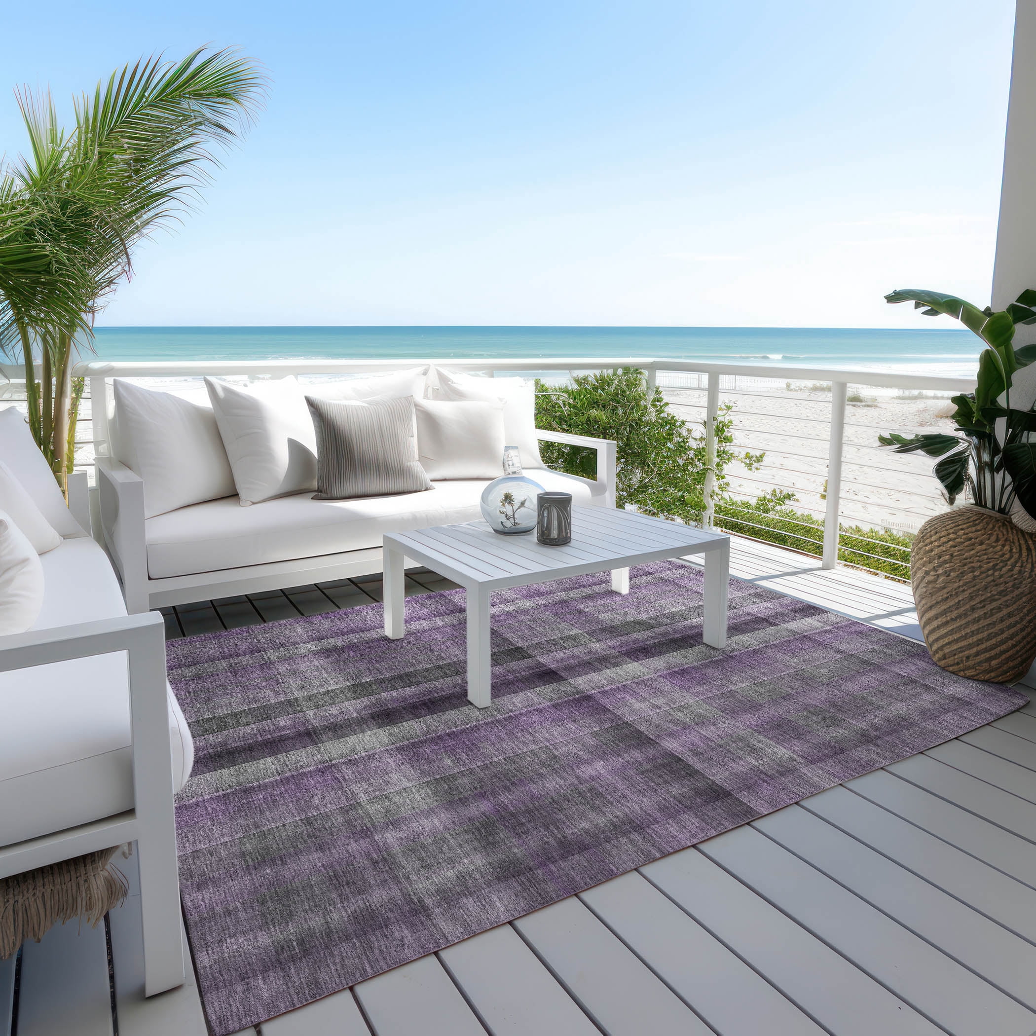 Addison Rugs Chantille Indoor/Outdoor Transitional Plaid Purple Washable Rectangle Rug, 2'6" x 3'10"