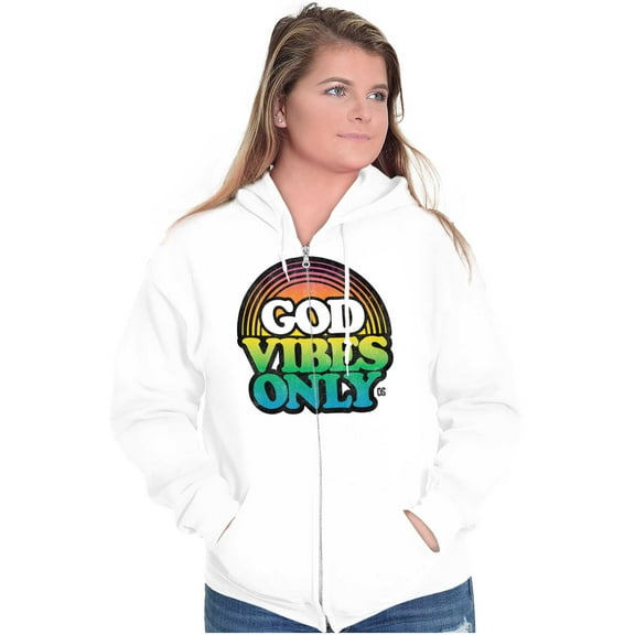 God Vibes Only Good Feels Religion Zip Up Hoodie Men's Women's Brisco Brands S