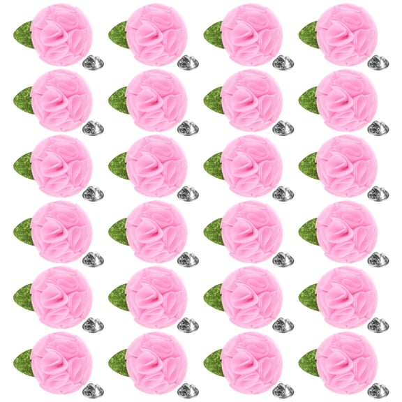 24-Pack Lapel Pin for Men, 2.56" Handmade Flower Brooch Button Pins for Men Suits, Formal Boutonnieres for Gentleman/Wedding/Groom/Tuxedo/Corsage/Accessories [Pink]