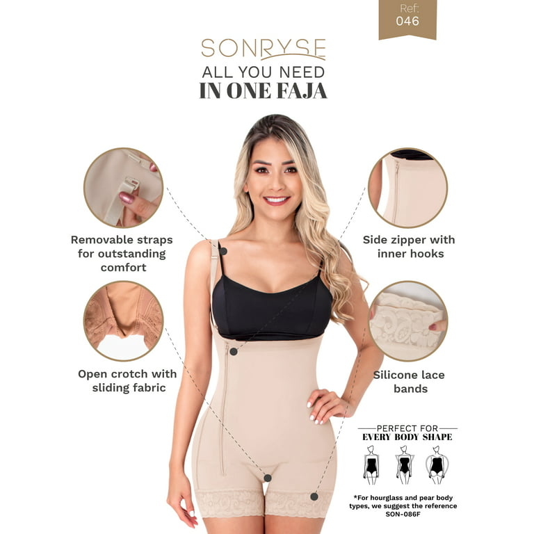 SONRYSE 046ZL Fajas Colombianas Reductoras Postpartum Girdle Tummy Control  Shapewear Mocha XS