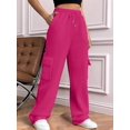 thumbnail image 5 of Womens Cargo Sweatpants Baggy Fleece High Waisted Joggers Sweat Pants Athletic Pants Red S, 5 of 8